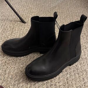 Black Leather Ankle Boots